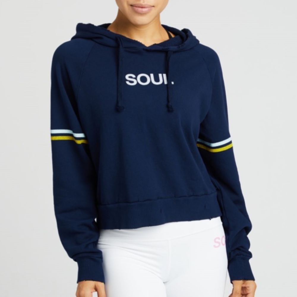 Soulcycle Cropped Hoodie with Grinding/ Distressing Size S